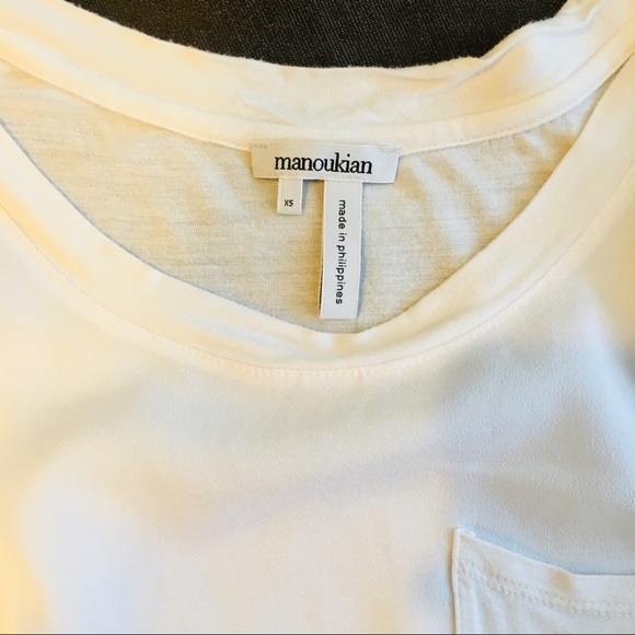 MANOUKIAN sheer soft white beige neutral hi lo top - Picture 4 of 8